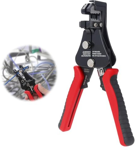 eROOSY Herramienta pelacables ajustable 3 en 1, alicates pelacables multifuncionales 8-18 AWG, alicates crimpadores 10-22 AWG, pelacables ajustables para electricistas, circuitos