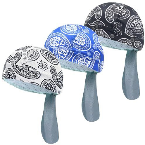 LDBKLGHJ Ensemble de 3 Bandana Homme – Bandana Homme Casquette Cyclisme Velo randonnée Bandana Pirate sous Casque Velo Tissu aéré pour Natation Jogging Course Montagne et Moto