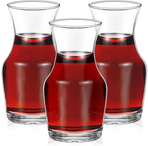 Remagr 3 Pack Single Serving Wine Carafe Glass Small Mini Carafe Individual Wine Refill Decanter for Dinner Parties Tastings Bars Restaurants (6.5 oz)