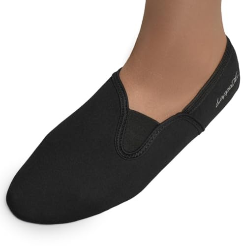 Lappade neoprenskor, gymnastikskor, voltigeringsskor, simskor, sneakers, balettskor, ballerinaskor för kvinnor, män, flickor, pojkar, med gummisula, svart, 42 EU