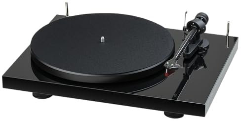 Pro-Ject Debut E Carbon, Plattenspieler mit Carbon Tonarm, Ortofon 2M Red Tonabnehmer, elektronischer Geschwindigkeitsumschaltung, Made in Europe (Schwarz Hochglanz)