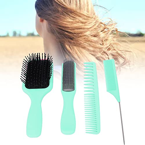 DUIMIMI Ensemble de brosses à cheveux 4PCS, pinceau à palette, pinceau de coiffure, peigne à dents doubles, peigne à queue pour femmes et hommes, démêlant des peignes pour chacun (Boxed)