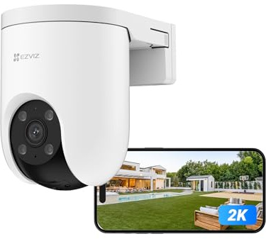 EZVIZ H8c 2K PoE 360° övervakningskamera Utomhus med Automatisk Spårning, Kamera övervakning Utomhus med Detektering av Mänsklig Form, Färgat Mörkerseende, Tvåvägsljud, Vattentät, Aktivt Försvar