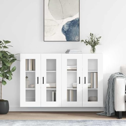 QZZCED Armario de Pared con Puerta de Vidrio, Mueble de Almacenaje para Casa con Estantería y Estructura Robusta de Madera Contrachapada, Óptimo para Organizar y