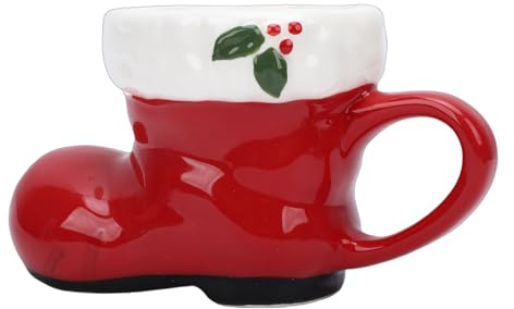 Luocute Julmugg, Julstövelformad Keramisk Kaffekopp med Handtag, 300 Ml Holiday Hot Cocoa-mugg för te- och Kaffeälskare, Festlig Heminredning
