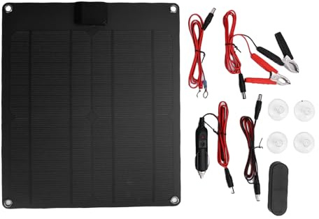Fabater Solar Underhållsladdare, 30W Bärbar Solpanelsats, Vattensäker Solbatteri Underhållsladdare med Kontroll för Mobiltelefon, Bil, Båt, Husbil, Marin