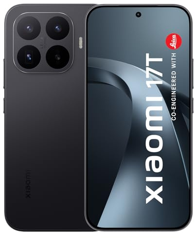 XIAOMI 17T 12+256GB Móvil, Cámara Leica 50MP con OIS, Teleobjetivo 5X, AMOLED 6.59 120Hz 1.5K 3500nits, Batería 6500mAh, IP68, MediaTek Dimensity 8500-Ultra, Negro, No Incluye Cargador