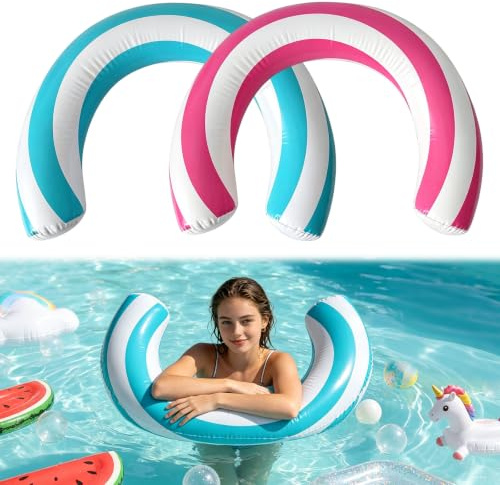 Lot de 2 matelas gonflables incurvés pour piscine - Bouée de natation - Jouet de piscine pour adultes - Jouet aquatique pour piscine d'été