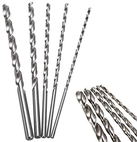 Spiralbohrer Set Extra Lange HSS Direkt Schaft Bohrer Bit 200mm, 4/5/6/8/10mm Durchmesser