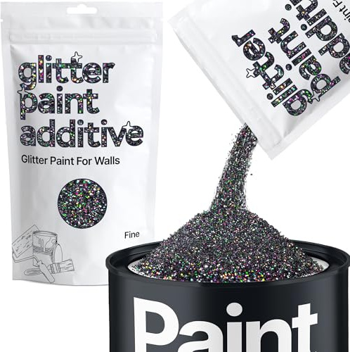 Hemway Black Holographic Glitter Paint Additive Fine 100g Adding Sparkle | for Paints & Varnish | Paint Walls Sparkly Add to Emulsion, Acrylic or Lacquer Indoor