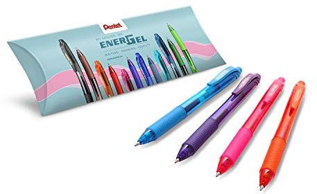 Pentel BL107 Energel X roller gel scatto 0,7 mm 4 pz colori assortiti (arancio, rosa, azzurro, viola)