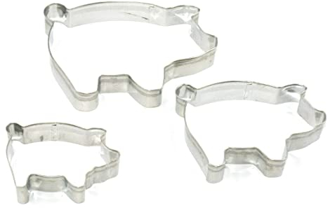 Selecto Bake 3 Pieces of Farm Pig Cutters Set Stainless Steel Cookie Stamps Sandwich Cutter Fondant Cake Mould Biscuit Press