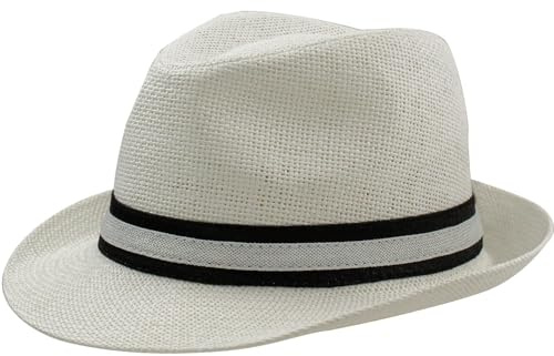 Cappello di paglia unisex Fedora Borsalino Trilby Berretto Panama estivo spiaggia tesa corta moda unisex, 57