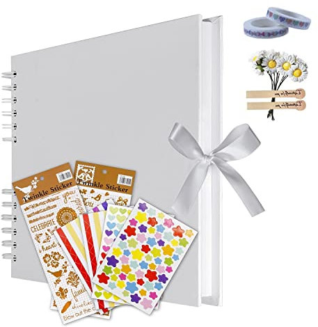 MuChoney Álbum de fotos para bricolaje, libro de fotos de 80 páginas, se puede utilizar como regalo de graduación, regalo de cumpleaños, regalo de boda, regalo de San Valentín (blanco).