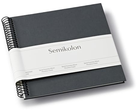 Semikolon 370008 Spiral Album Piccolino - 17 x 17 cm - Fotoalbum, 20 Seiten cremeweiß, Spiral-Fotobuch, lava stone grau