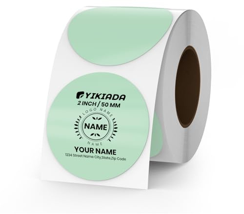 YIKIADA Etichette Termiche Rotonde Autoadesive 50 mm Vinile Verdi Adesivi Colori Pois Rimovibili per Stampabili Indirizzi Impermeabili logo Codice a Barre QR inventario 500 pezzi per Rotolo