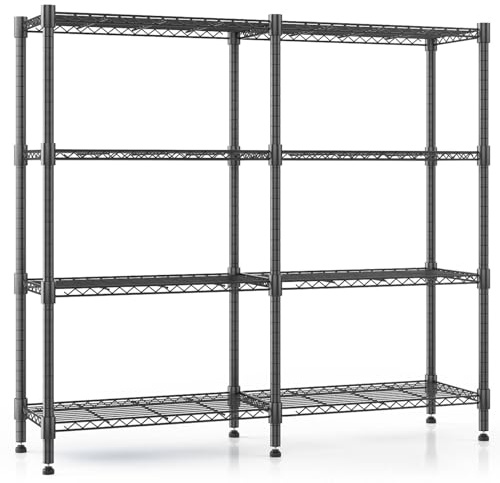 Himimi 4-stufige Lagerregale Drahtregal Metallregal für Lagerung Höhenverstellbares Regal für Lagerung Schwerlastregal Garagenregal Vorratsregale Küchenregal, 152W*35D*152Hcm Schwarz