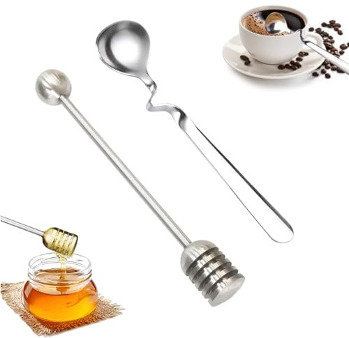 Hugwish cucchiaio miele in acciaio inox (304) e appeso Cucchiaini da marmellata, spargimiele per marmellata, yogurt, miele, sciroppo, vasetti miele