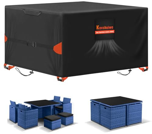 Kovshuiwe Housse de meubles de jardin imperméable en tissu Oxford 420D résistant au vent et anti-UV pour meubles de jardin - 90 x 90 x 90 cm