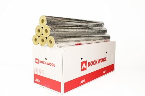 Rohrisolierung ¦ Rockwool ¦WLG 0,035 ¦ Steinwolle ¦ Dämmung ¦ alukaschiert ¦ Rohrschale ¦ erfüllt die GEG-Anforderungen (silber, 22x20 - 18m (1/2 Karton))