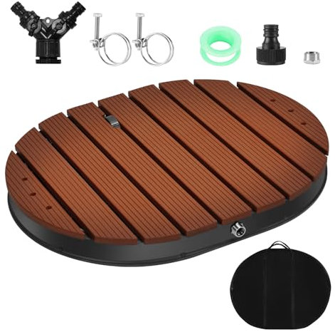 Ollewiellan Douche de sol, douche de jardin, 22 buses en cuivre, roue réglable, douche de piscine jusqu'à 4 m de hauteur, antidérapante, résistante aux intempéries