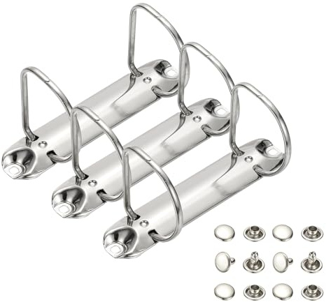 PATIKIL B7 2 hål ringpärmsmekanismer, 3 set 1 tum D-ring ersättningspärm planerare lösa bladbindande ryggar för arrangörer gör-det-själv fyllning pappersförvaring mapp tillbehör, 50 mm silverton