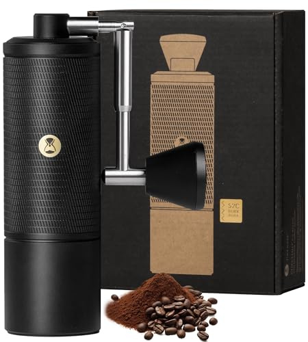 Timemore C5 PRO Macinacaffè manuale – Macine in acciaio inox da 42 mm, 48 livelli regolabili, macinacaffè manuale con manovella pieghevole, portatile per casa, ufficio e outdoor, Nero