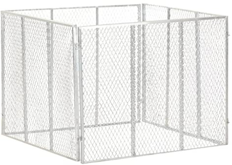 Compostador de jardín de hierro galvanizado para residuos de jardín, compostador de metal galvanizado con las dimensiones 100 x 100 x 77 cm y diseño de rejilla