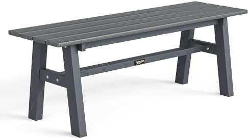 Bonnlo Panchina da Esterno in HDPE, 118 x 36 x 42cm, Panca da Giardino, Parco e Balcone, Portata 300kg, Panchina da Birreria (Grigio)