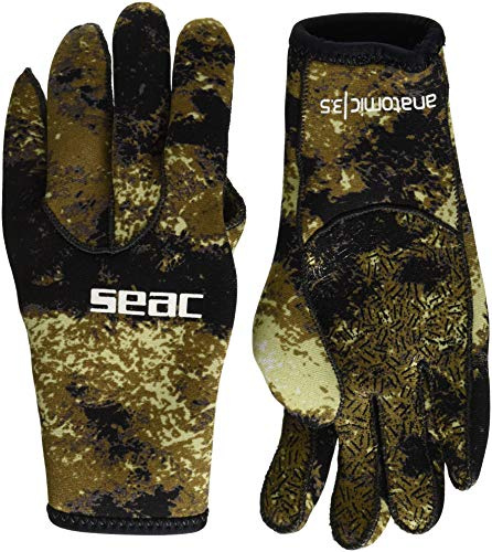 SEAC Anatomic Camo Gloves Guanti da Sub in Neoprene da 3.5 mm per Pesca Subacquea in Apnea Unisex Adulto, Camo Marrone, XL
