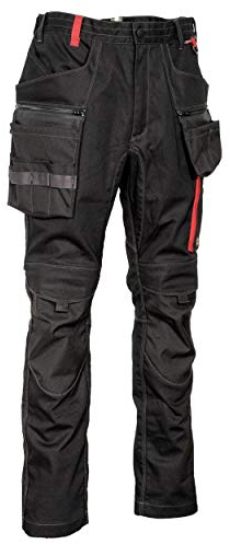 Cofra V561-0-05.Z64 MURECK Multitaschen-Hose, 64% Baumwolle, 34% Polyester, 2% Elasthan, 300G Schwarz/Rot, Größe 64
