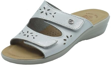 Fly Flot Bellona-Zapatillas de Microfibra elástica para Mujer, con Velcro Ajustable, Plantilla Antishock, Sandalia, Color Blanco, 38 EU