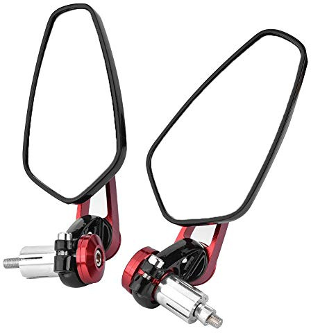 Motorcycle Rearview Mirror, 1 Pair 7/8’’ 22mm Universal Aluminum Alloy Bar End Side Rearview Mirrors for Motorcycle Motorbike(Red)