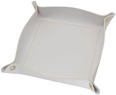 GUBEE Vassoio portaoggetti in Pelle per Ufficio e Home Desk, Contenitore Vassoio per Gioielli, PU Valet Tray, Square Coin Vassoio svuotatasche in Pelle, Chiavi, monetine, Cellulare (Bianca)
