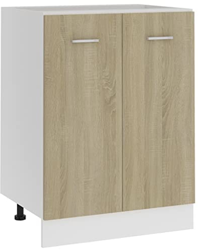 vidaXL Unterschrank mit 2 Regalböden Küche Schrank Küchenzeile Küchenmöbel Küchenschrank Küchenunterschrank Sonoma-Eiche 60x46x81,5cm Holzwerkstoff