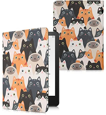 kwmobile Klapphülle kompatibel mit Amazon Kindle Paperwhite 11. Generation 2021 Hülle - Flipcase für Kindle Paperwhite Hülle mit Handschlaufe - Katzen