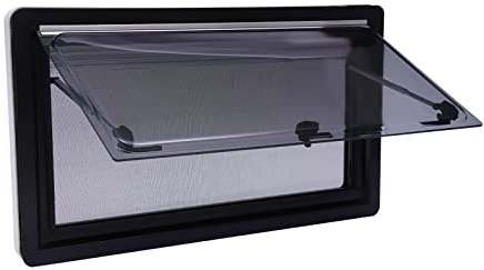 Finestra Laterale per Roulotte, Camper e Furgone - Vetrina Esterna con Spinta Integrata e Zanzariera (900 x 500 mm)
