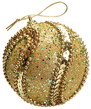 Weihnachtsbaumkugeln Rot Glänzend Glitzer Weihnachtskugeln Weihnachten Strass Ornament Baumkugeln Dekoration 8CM Wohnkultur Klimmzugstange Outdoor Christbaumkugeln Ornamente (Gold, One Size)