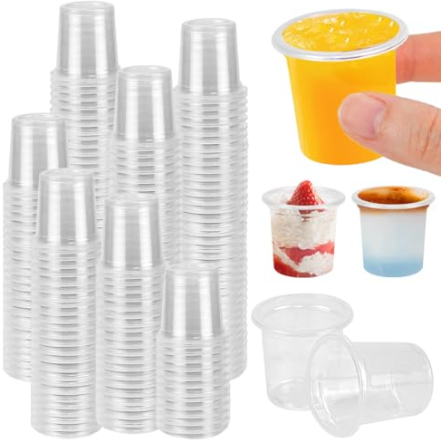 Kleemeiero 200 Stück Schnapsgläser Plastik 20ml/2cl Shotgläser Wiederverwendbarer Plastikbecher Trinkbecher Transparent Shot Becher Partybecher Schnapsbecher für Geburtstage Verkostung Partys