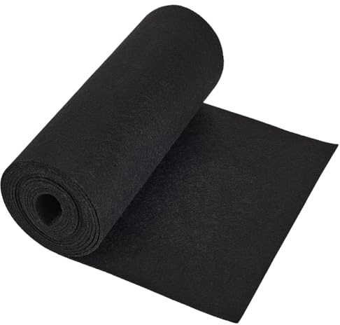 BENECREAT 3 m x 24 cm filttygrulle, svart hantverksfilttyg, polyesterfiltrulle för filtbordsmattor, gör-det-själv-hantverk, sömnad och lapptäcke, 2 mm tjock