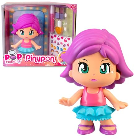 Pinypon - Pop & Make Up, Personaggio 17 cm, Con Accessori Per il Trucco, Include Vernice Speciale per Capelli e Vestiti, Vernice Rimovibile, Per Bambine/I, +4 anni, Famosa (PNY70000)