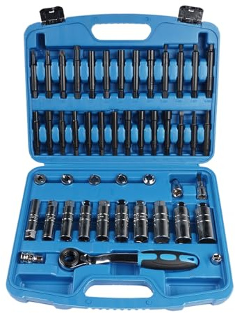 Set med 47 delar stötdämpare, stötdämpare, verktygssats för spärrmutter demontering, chockabsorption med 1/2 tum drive, för fordon Hopzty