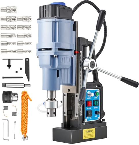 ZELCAN 1950W Trapano Magnetico con 11 Punte 13900N 650 rpm Trapano a Colonna Magnetico a Diametro di 50mm con Controllo Reversibile e Continuo per Superfici Metalliche