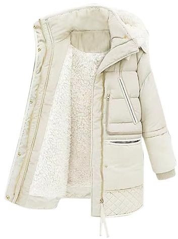 KOG Winterjacke Damen Parka Warme Daunenjacke Baumwolle Fahrradmantel Daunenmantel Kleidung Prime Freizeit Blusenjacke Winter Hoodie Teenager Mädchen Teddy Jacken Amazon - prime Weiß L