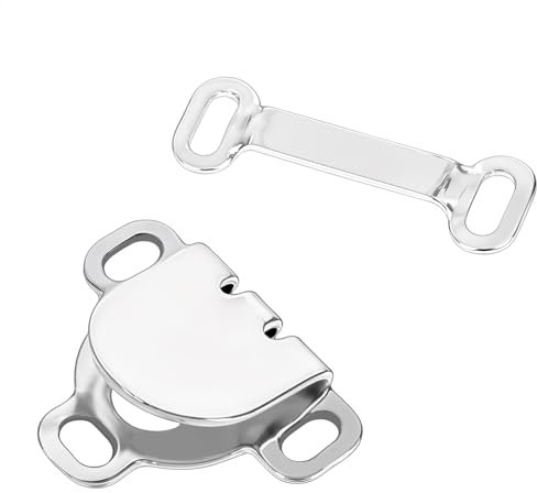 Ymapinc 20 Sets Silver Waist Hook and Eye Fastenings - 17mm Durable Brass Closures for Secure Clothing Fit, for Waist Trousers, Bras, Skirts, Dresses, Pants & DIY Crafts