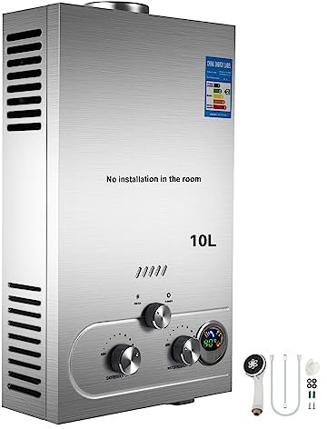 Riscaldatore di acqua calda a gas 6-18L Caldaia istantanea senza serbatoio a propano con kit doccia GPL Scaldabagno Elettrodomestico Per l'uso domestico quotidiano(10L 20KW)