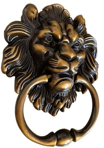 IZHAOGJING Türklopfer, TüRklopfer Aus Gusseisen EIN antiker Türklopfer in Form eines Löwenkopfes aus Bronze – poliertes Metall-Finish, Touch- und Fernbedienung, großer Türgriff mit Aufhängeschlaufe