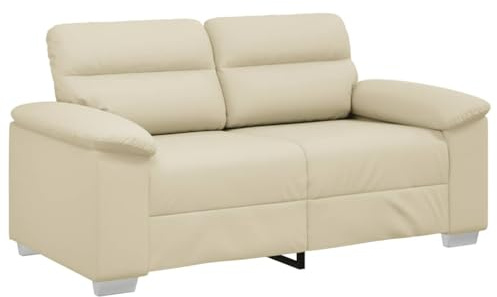 vidaXL 2-sitssoffa krämfärgad 160x81x84 cm konstläder