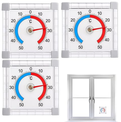 Lot De 3 Thermomètres Adhésifs Pour Fenêtres Et Portes D'extérieur, Mesure Précise De La Température Pour Une Utilisation Intérieure Et Extérieure