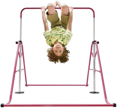 dgfedeg Barre de gymnastique pour enfants, barre de gymnastique, barres horizontales réglables en hauteur, barre d'entraînement junior, charge maximale 80 kg, pliable, pour l'intérieur et l'extérieur